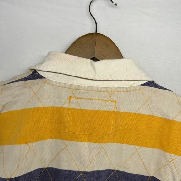 Vintage J Crew Rugby Shirt mens Small Blue Yellow Colorblock Collared Preppy 90s - Picture 12 of 13